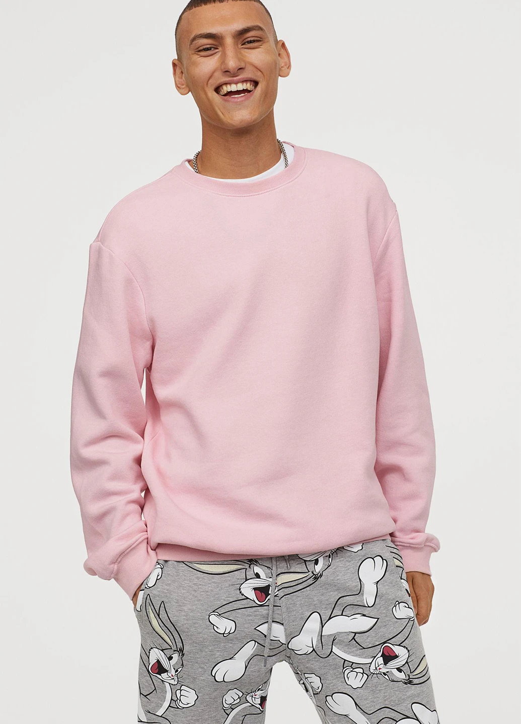 Світло-рожевий світшот H&M однотонний без декору (252195973)