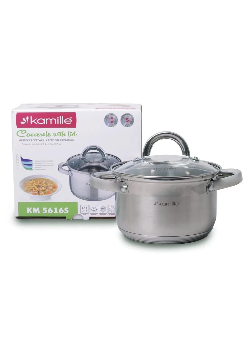 Каструля KM-5616S 2.1 л 16 см Kamille (253545202)