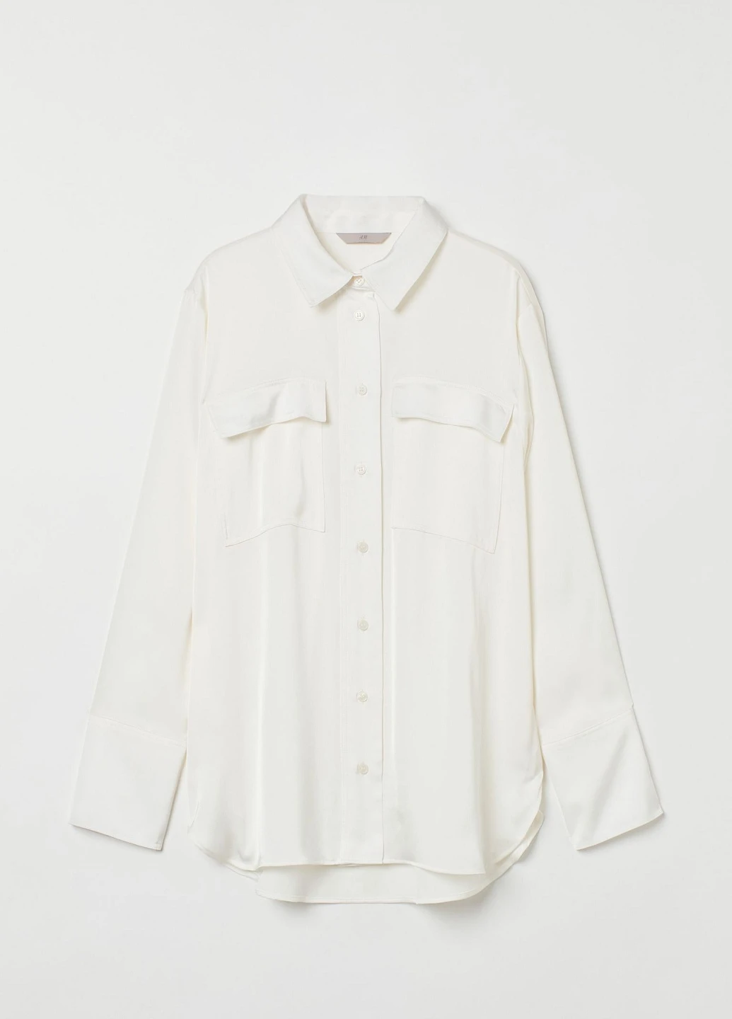 Белая кэжуал рубашка однотонная H&M