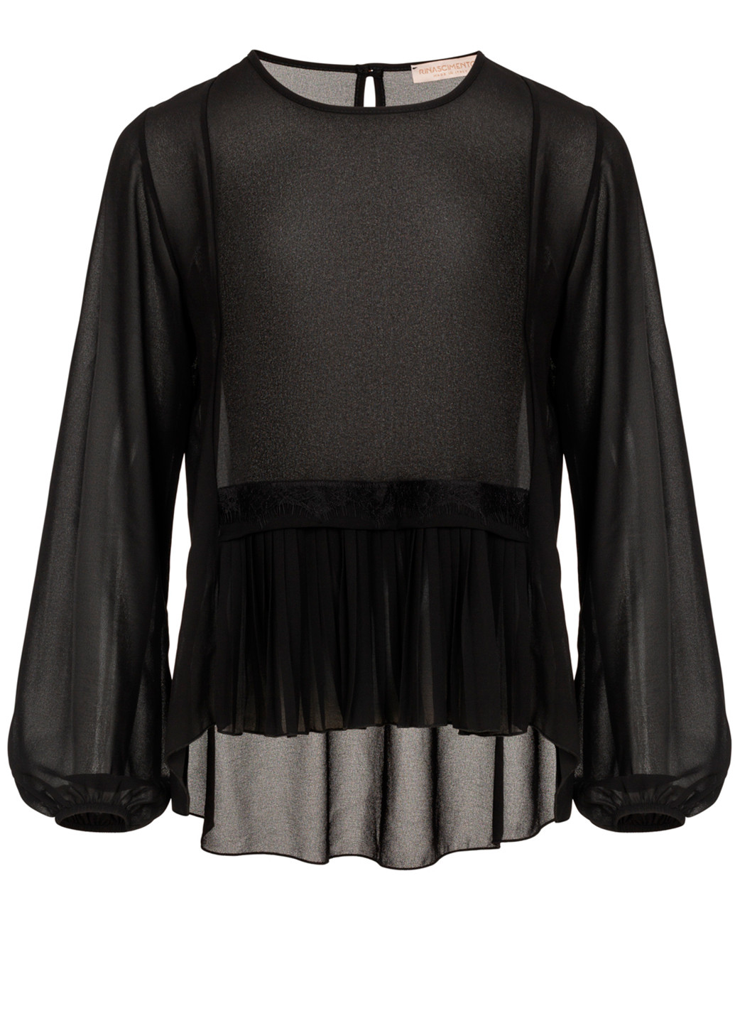 Чёрная черная женская шифоновая блузка Rinascimento