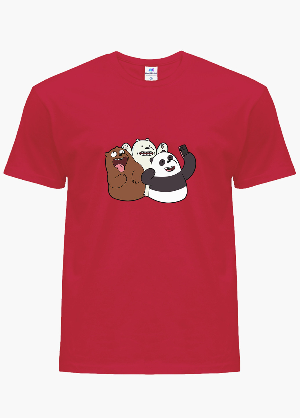 Красная демисезонная футболка детская вся правда о медведях (we bare bears)(9224-2665) MobiPrint