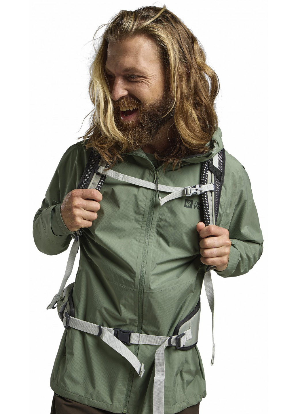 Серо-зеленая демисезонная ветровка Jack Wolfskin PRELIGHT 2.5L LT JKT M