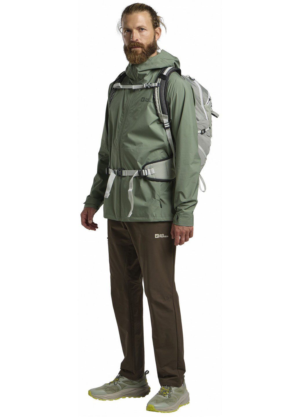 Серо-зеленая демисезонная ветровка Jack Wolfskin PRELIGHT 2.5L LT JKT M