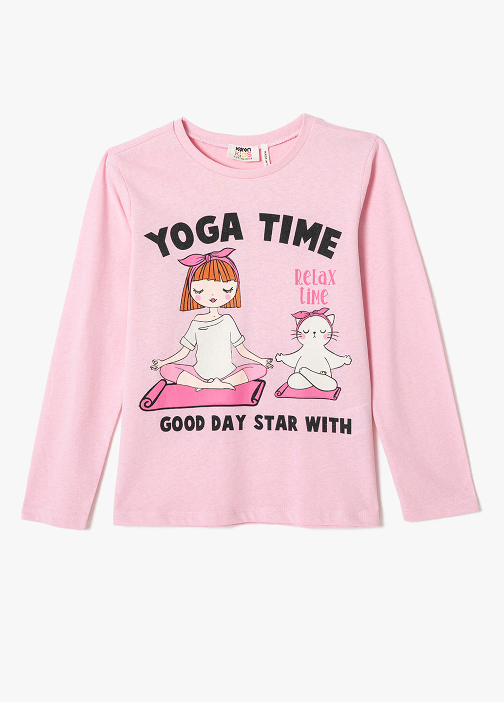 Розовый демисезонный кэжуал лонгслив KOTON с рисунком