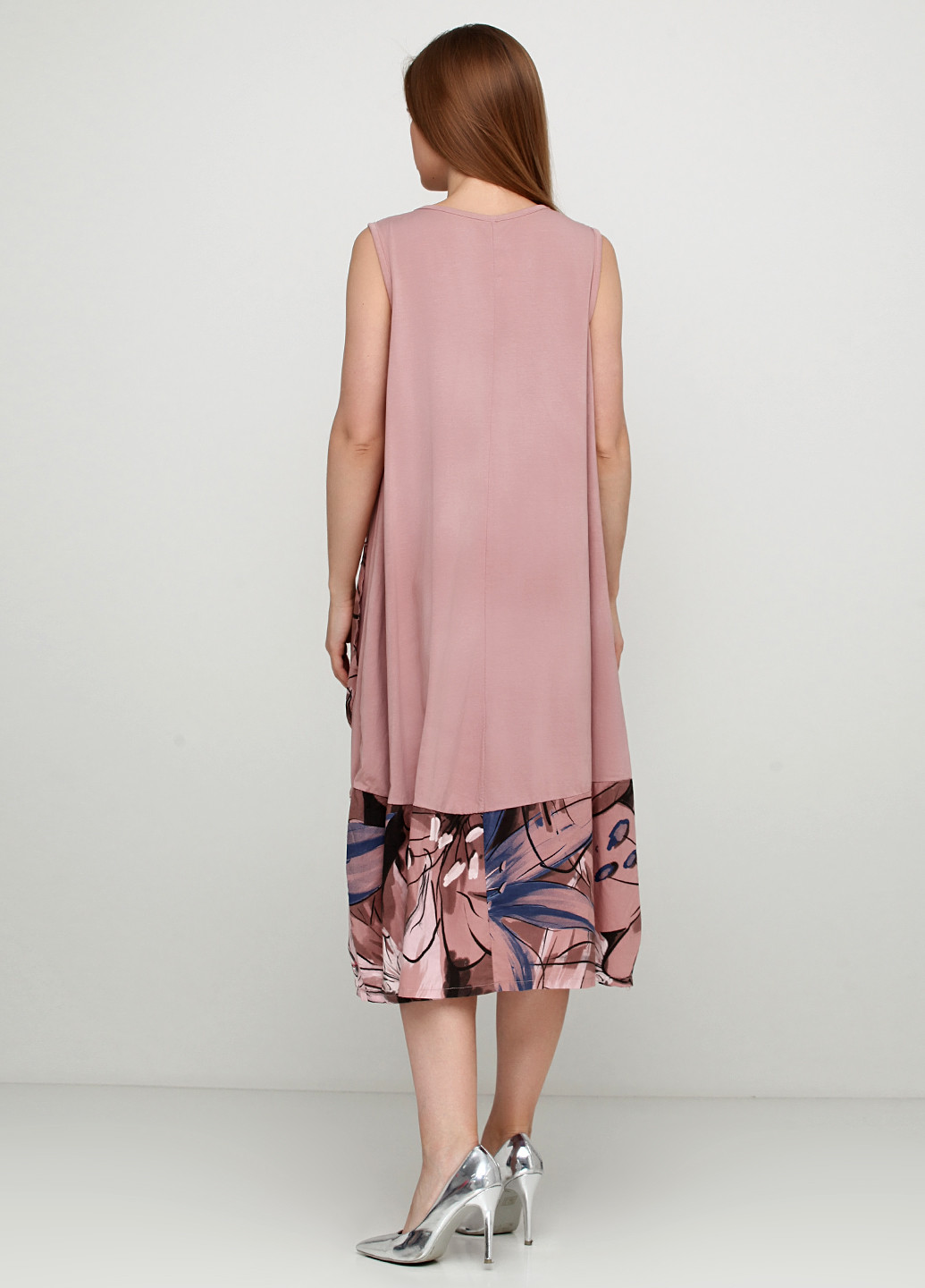Темно-розовое кэжуал платье баллон Made in Italy с цветочным принтом