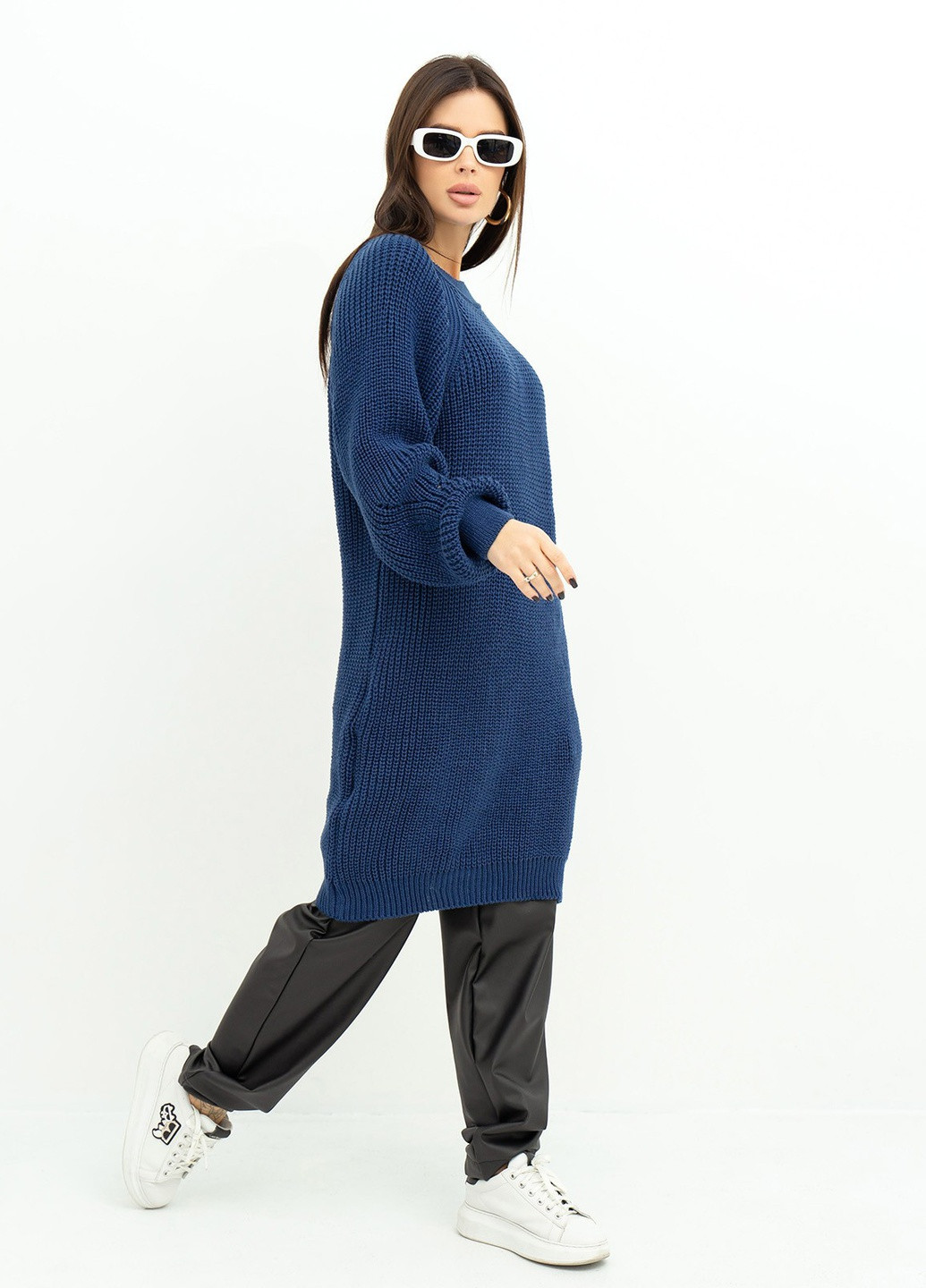 Темно-синий зимний свитер женский джемпер ISSA PLUS WN20-363