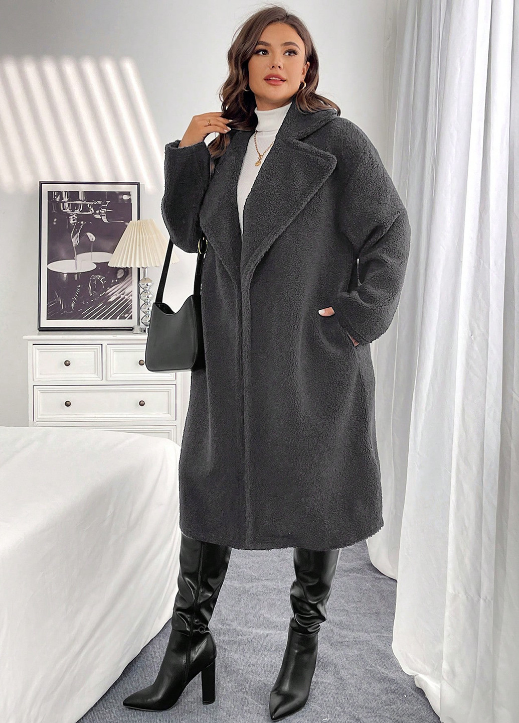 Темно-сіре демісезонне Пальто SHEIN