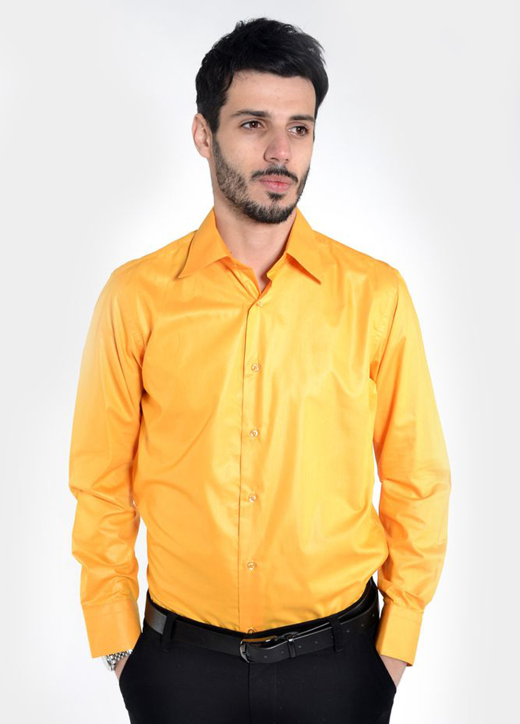 Желтая кэжуал рубашка однотонная Framzoni