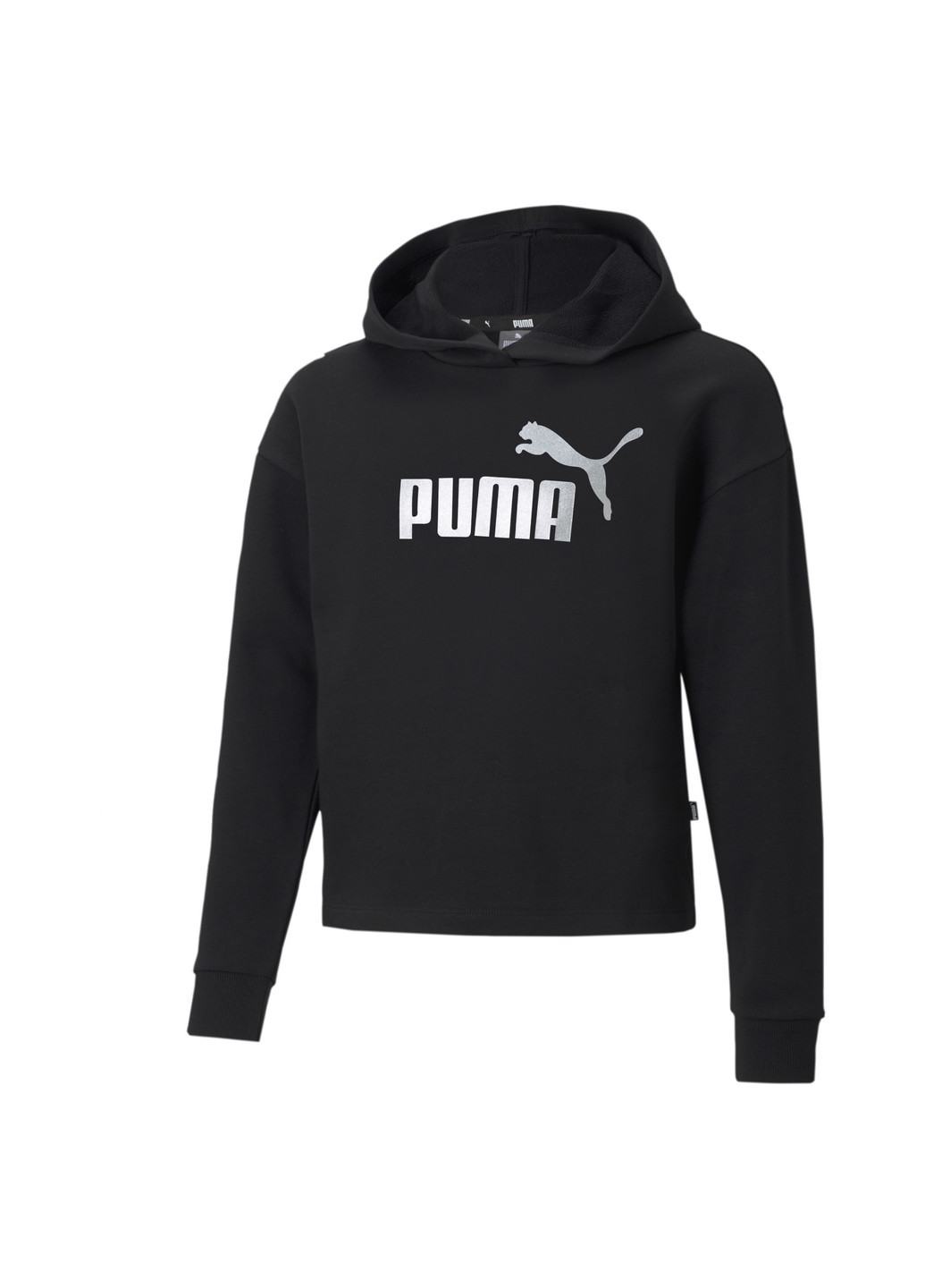 Чорна демісезонна дитяча толстовка essentials+ logo cropped youth hoodie Puma