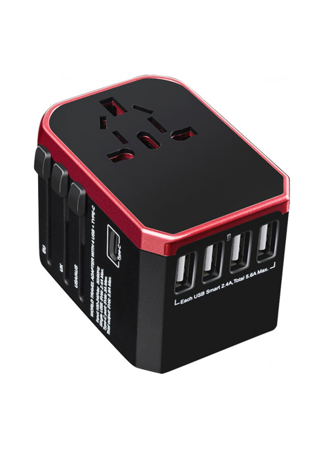 Переходник сетевой XoKo wc-050 на eu, 4xusb, 1xusb type-c, 5,6a black/red (142466655)