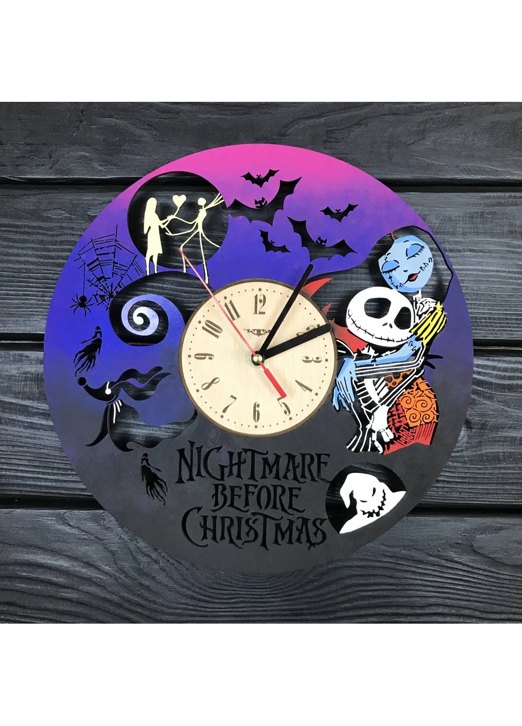 Часы настенные цветные из дерева «Nightmare before Christmas» 7Arts (253567625)