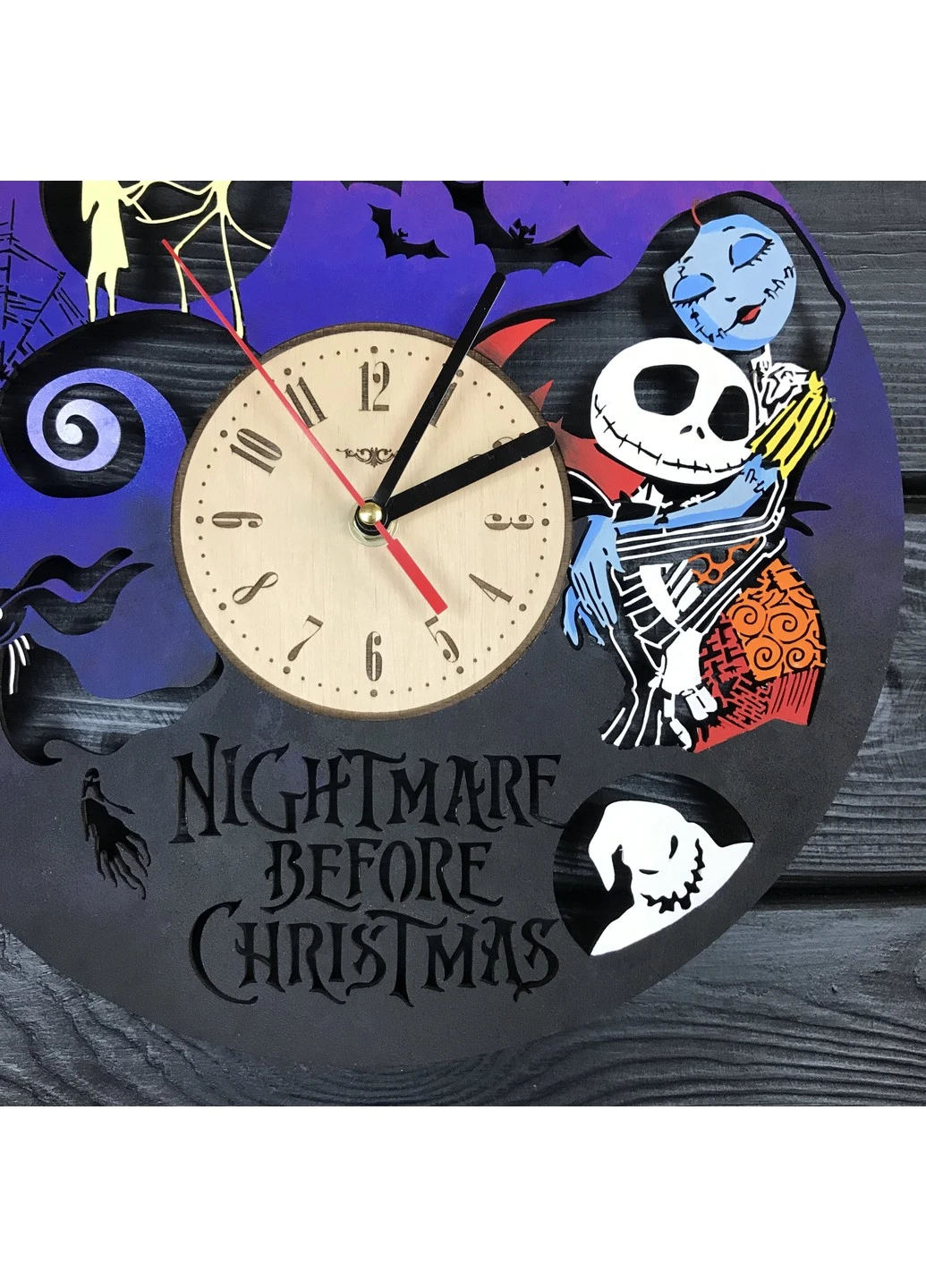 Часы настенные цветные из дерева «Nightmare before Christmas» 7Arts (253567625)