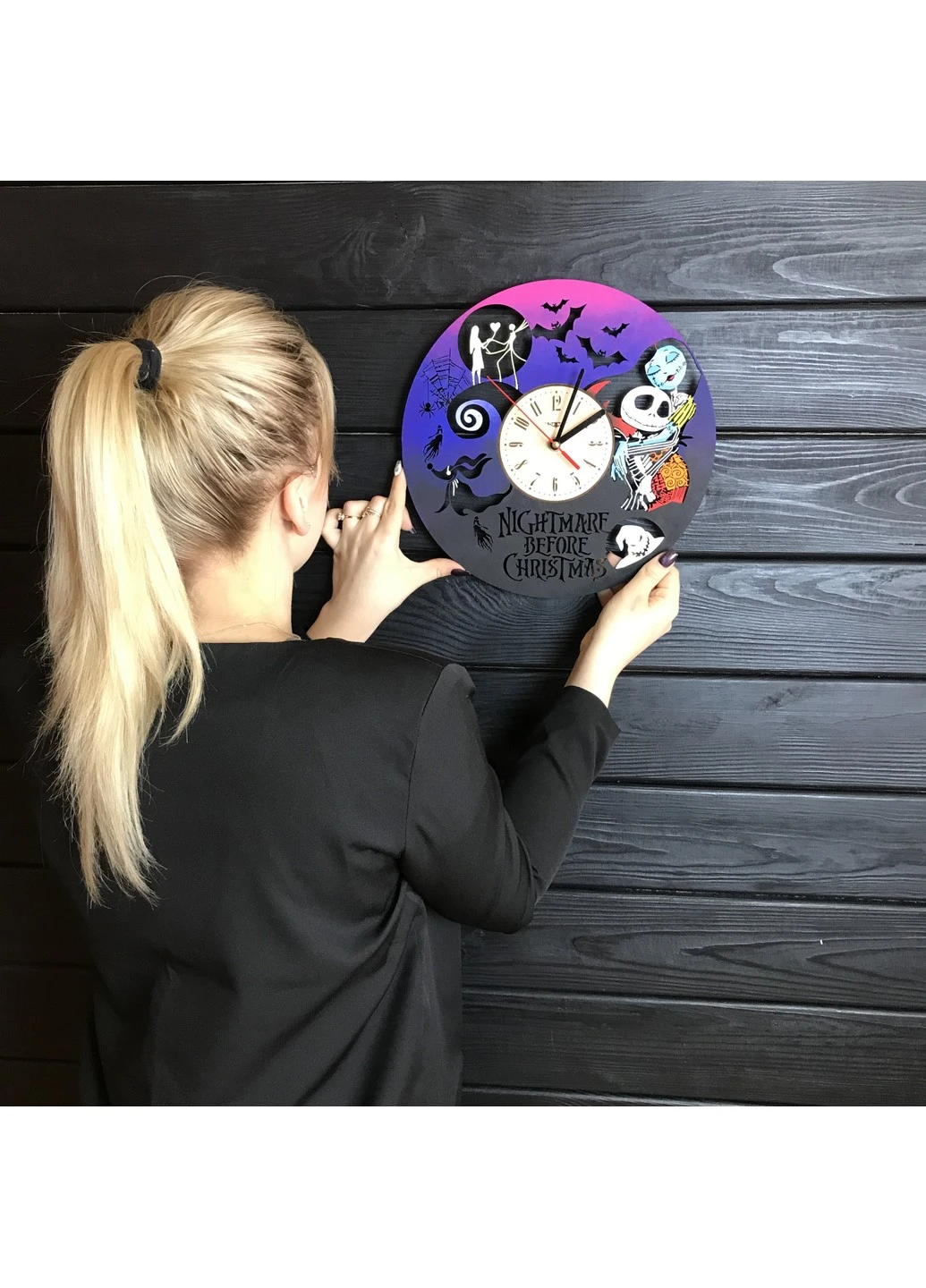 Часы настенные цветные из дерева «Nightmare before Christmas» 7Arts (253567625)