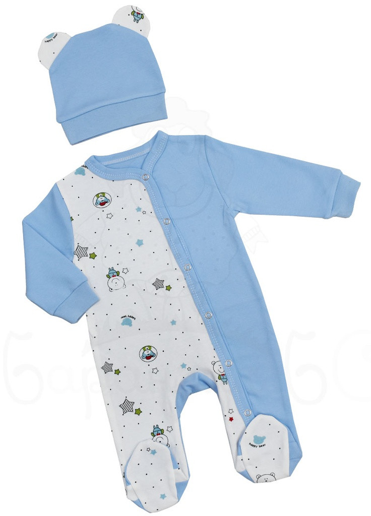 Блакитний демісезонний набір у пологовий будинок для новонародженого Баранчик БО