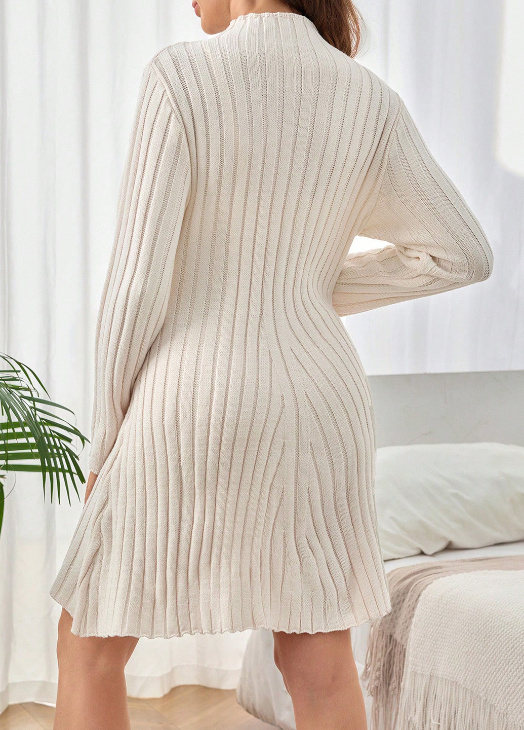 Світло-бежева кежуал плаття для вагітних сукня светр, а-силует SHEIN однотонна