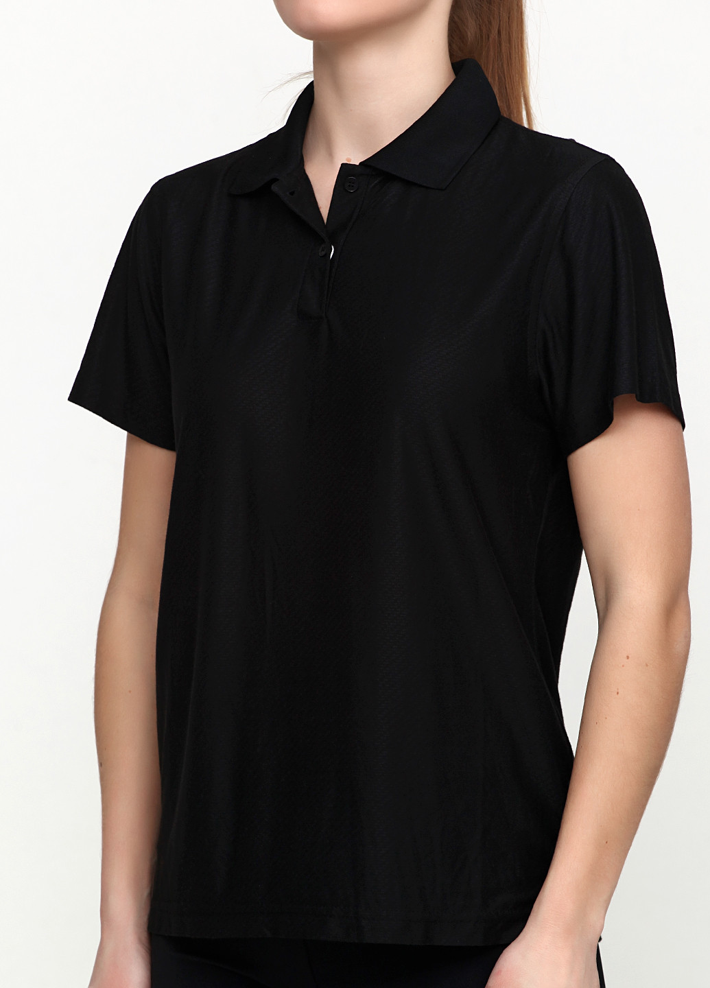 Черная женская футболка-поло E.C.O однотонная