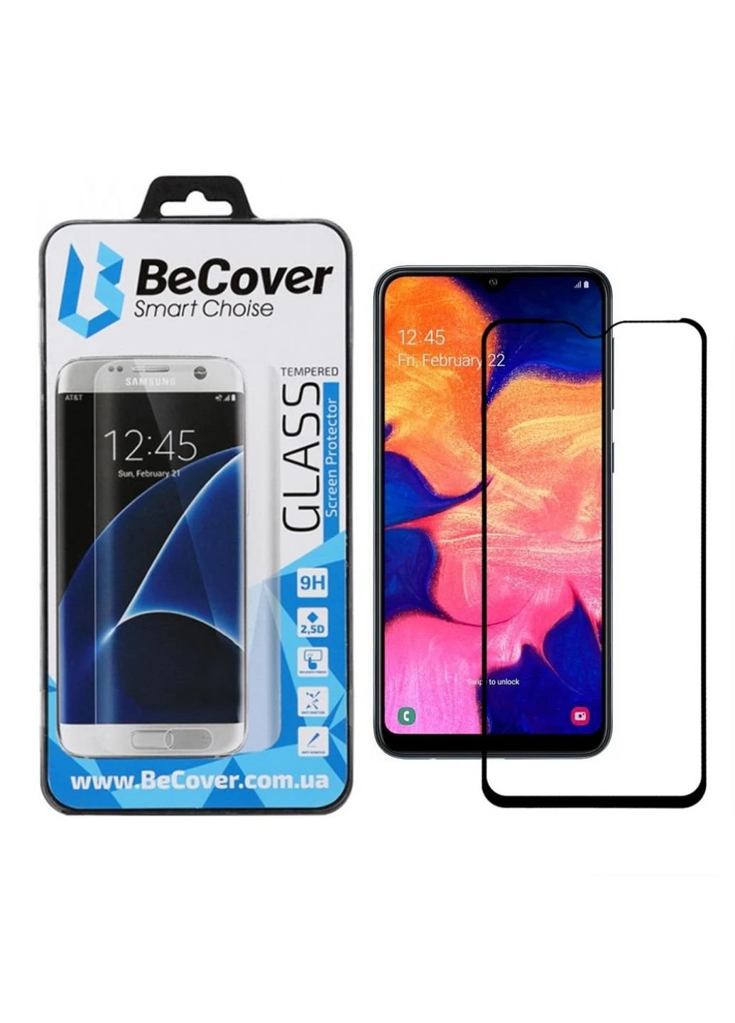 Стекло защитное Samsung Galaxy A10 SM-A105 Black (703677) BeCover (252368963)