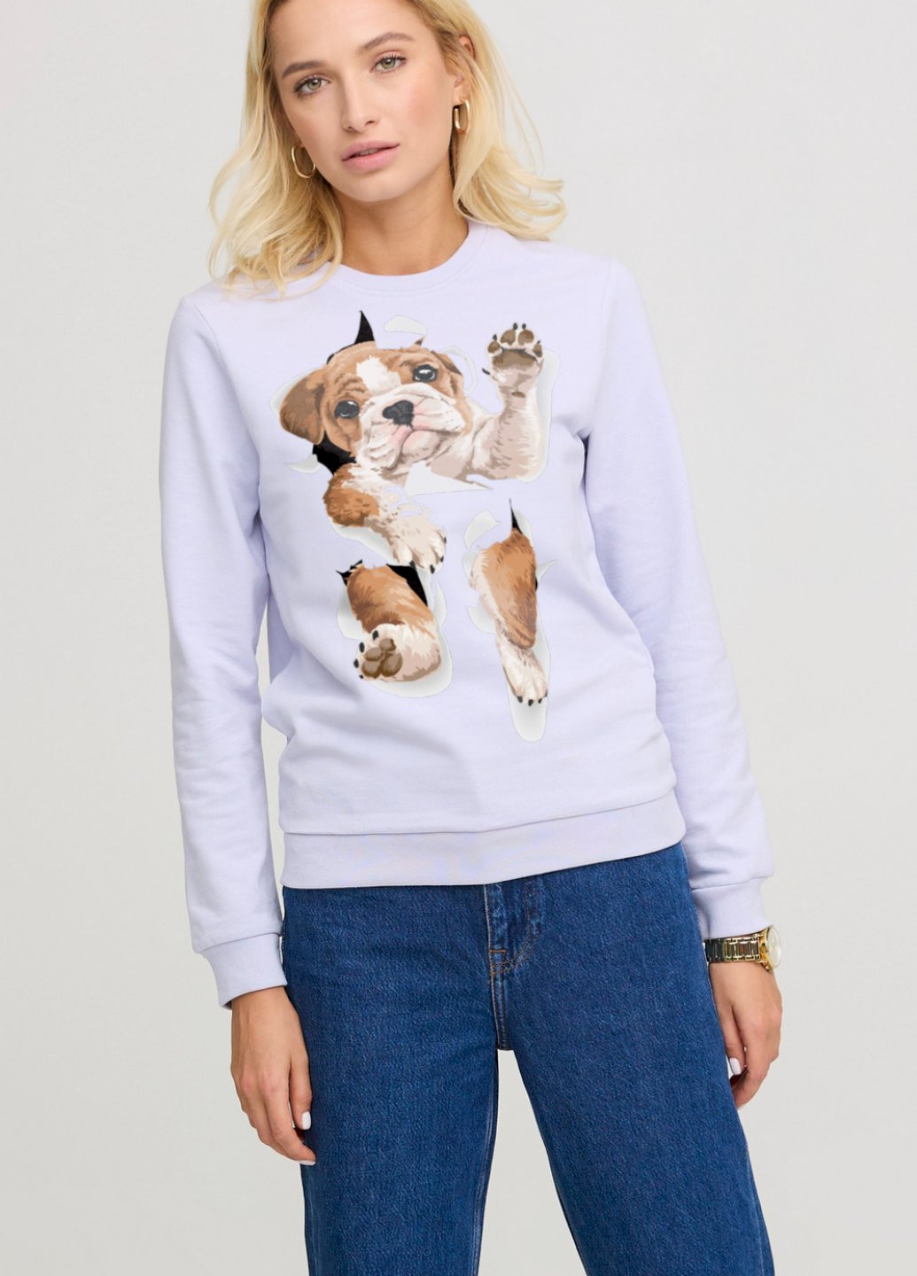 Бузковий світшот жіночий basic /no flis/ YAPPI малюнок (252259182)