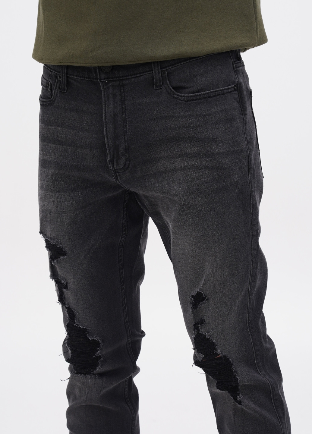 Темно-серые демисезонные зауженные джинсы Hollister