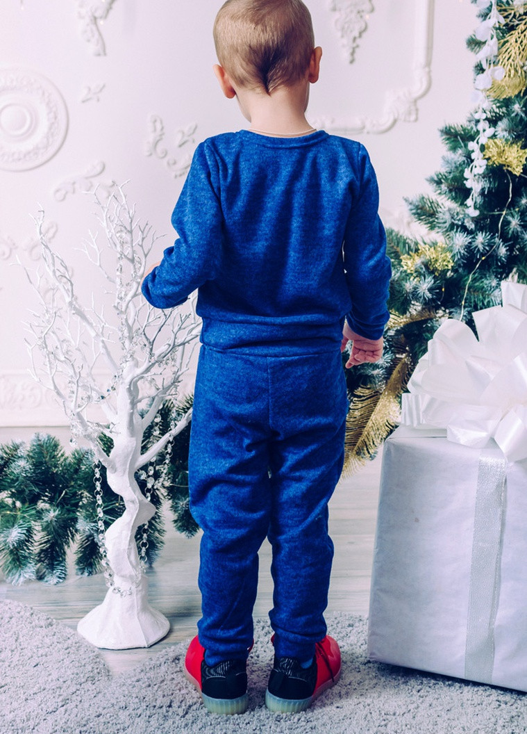 Синий зимний мягкий костюм для мальчика меланж брючный Marselin