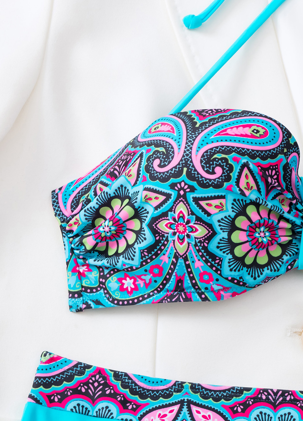 Комбинированный летний купальник (лиф, трусики) раздельный, балконет SHEIN