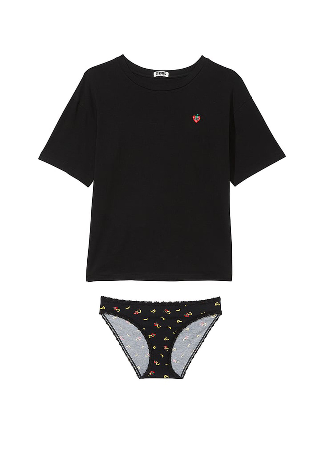 Чорний демісезонний комплект (футболка, трусики) Victoria's Secret