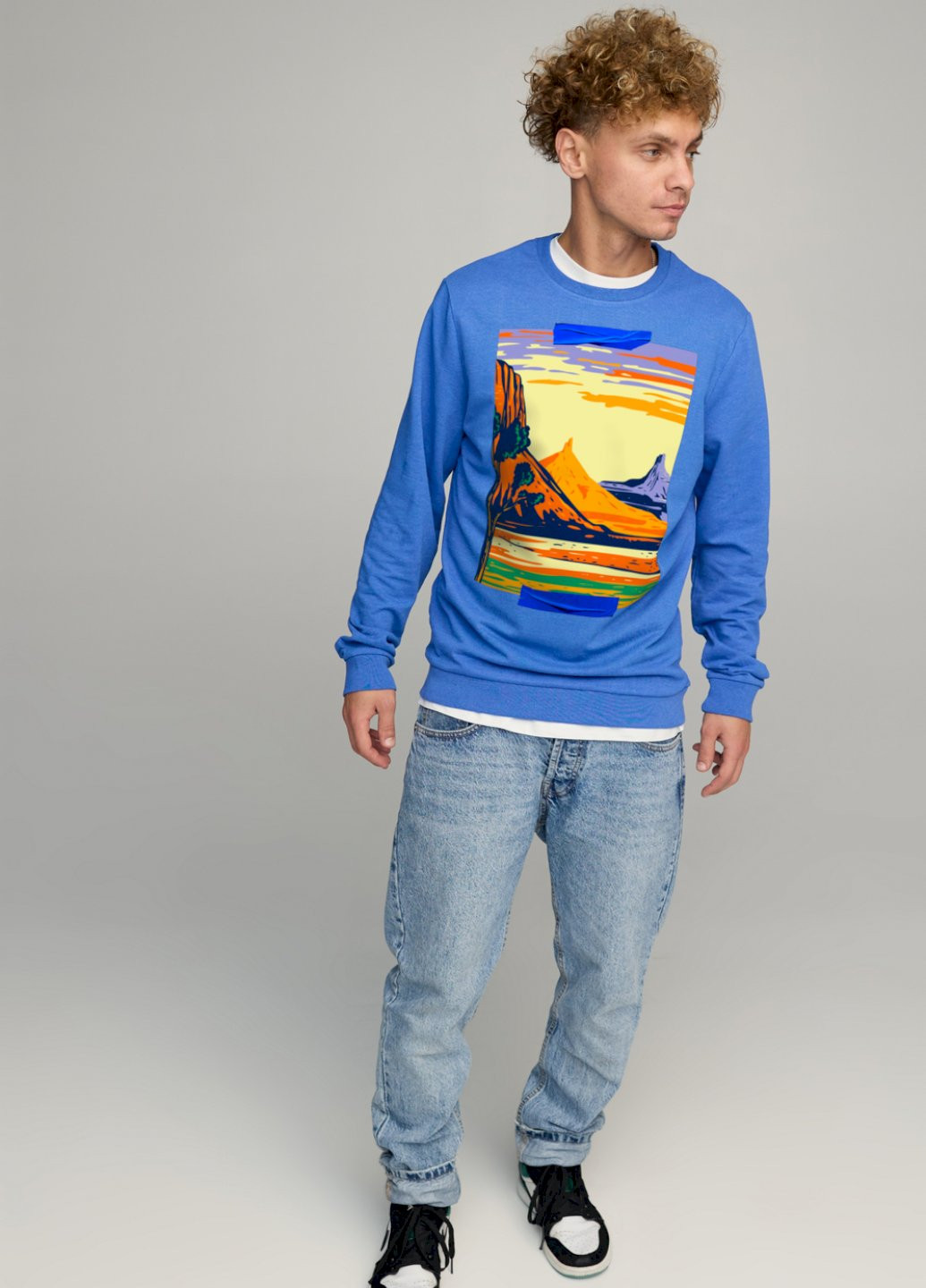 Голубой свитшот мужской basic /no flis/ YAPPI (252386097)