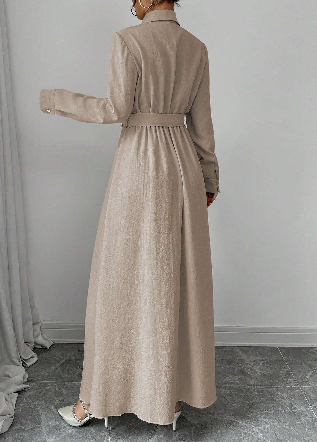 Бежева кежуал сукня сукня-сорочка SHEIN однотонна