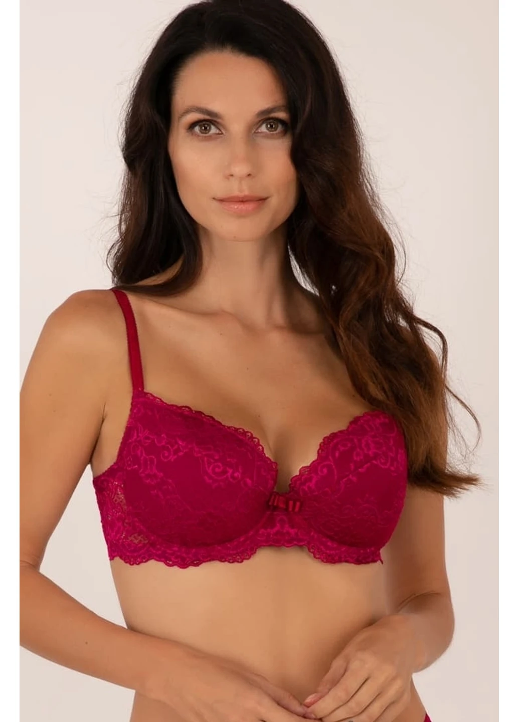 Малиновый бюстгальтер балконет push-up сангрия lace karina 322.01.02 l Kleo