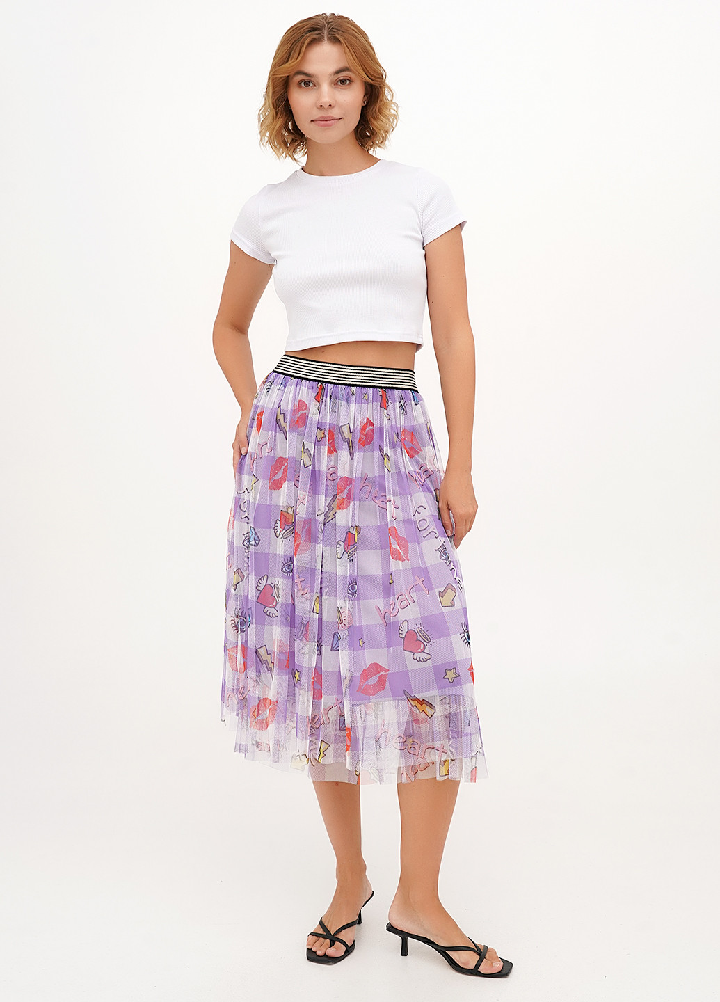 Сиреневая кэжуал с рисунком юбка Joie Clair клешированная