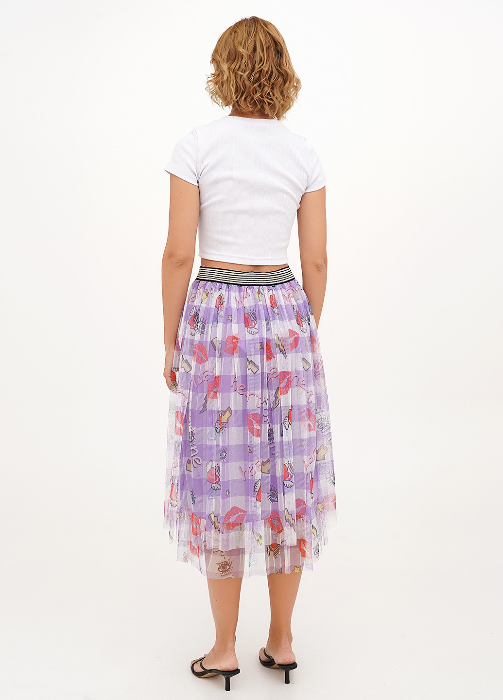 Сиреневая кэжуал с рисунком юбка Joie Clair клешированная