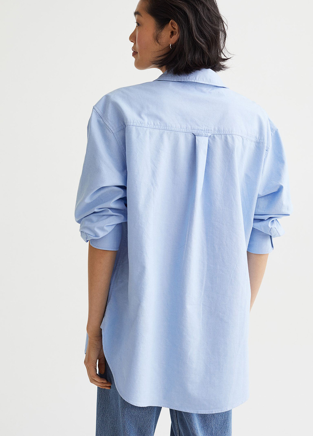 Сорочка H&M однотонна блакитна кежуал бавовна
