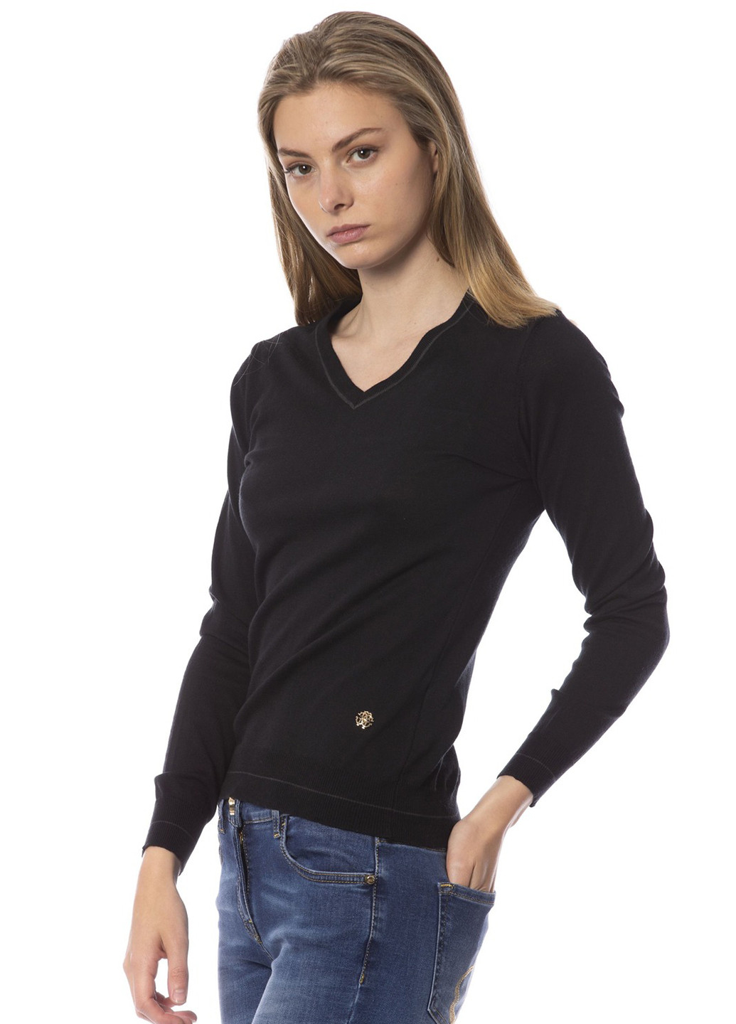 Черный демисезонный пуловер пуловер Roberto Cavalli