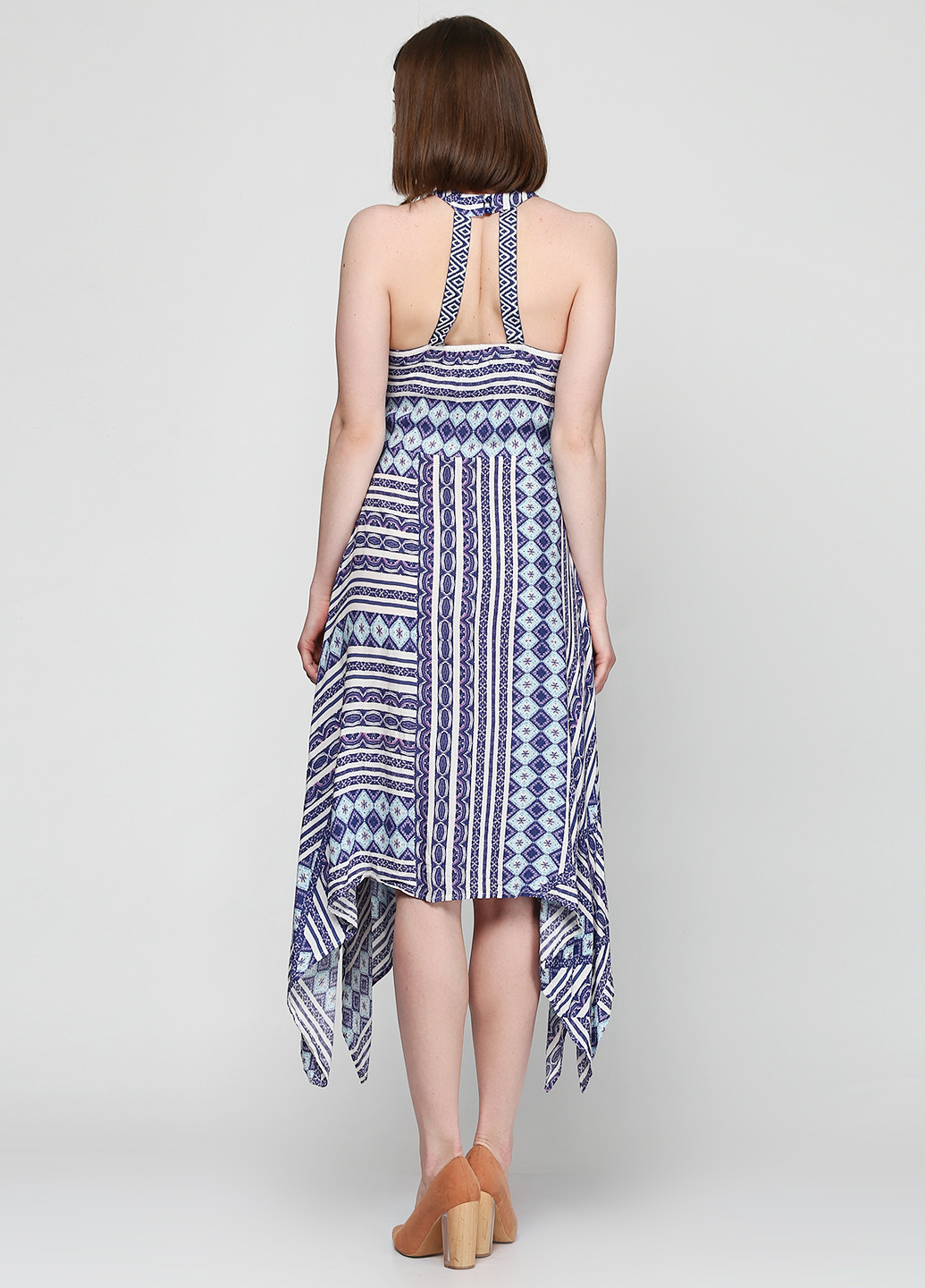Сиреневое кэжуал платье Miami Style с абстрактным узором