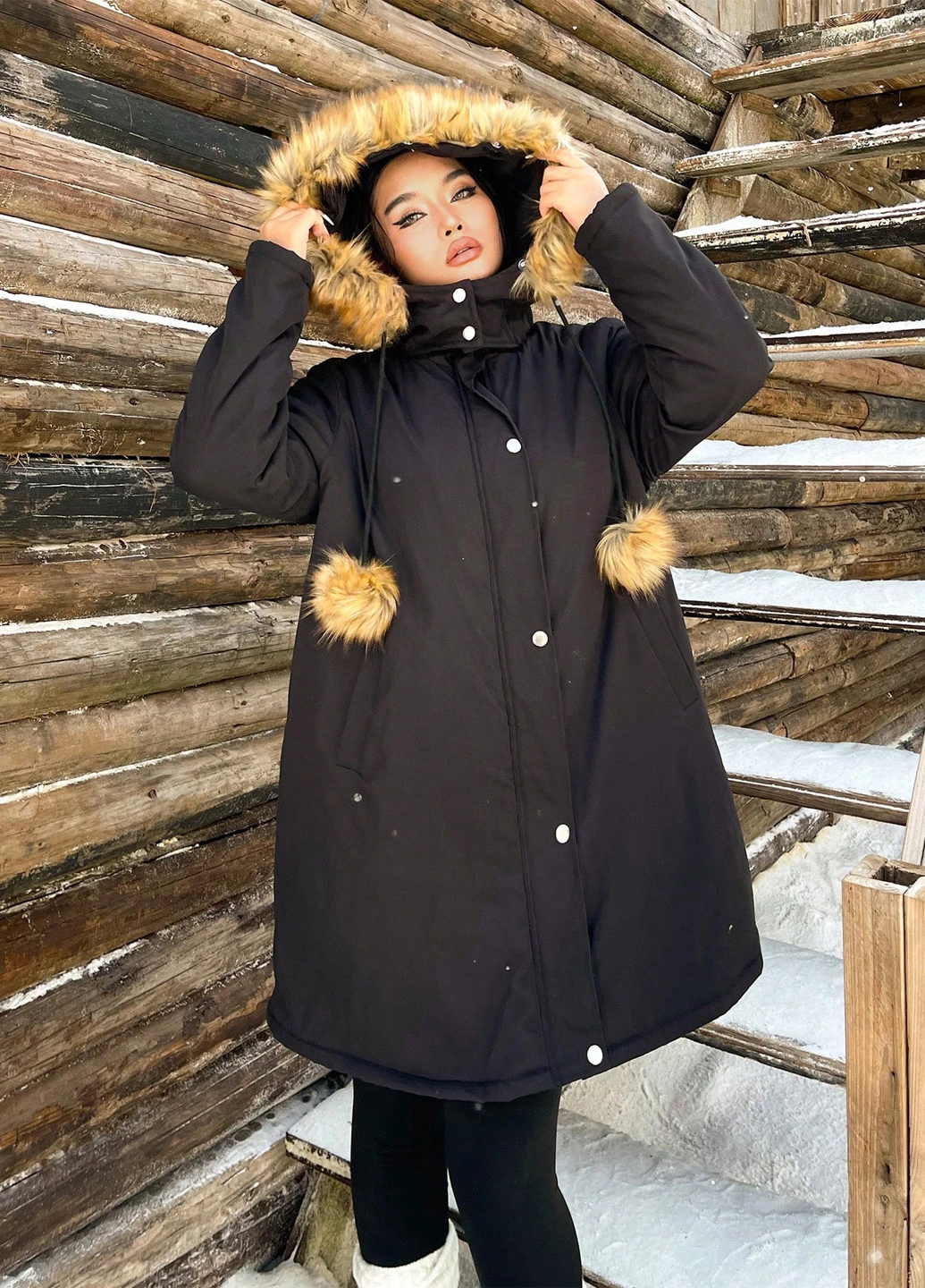 Черная зимняя куртка SHEIN
