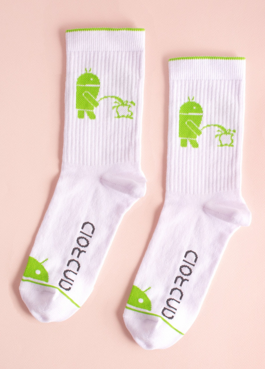 Чорна подарунковий набір чоловічий. футболка чорна з принтом "android", шкарпетки білі з принтом "android" Maybel