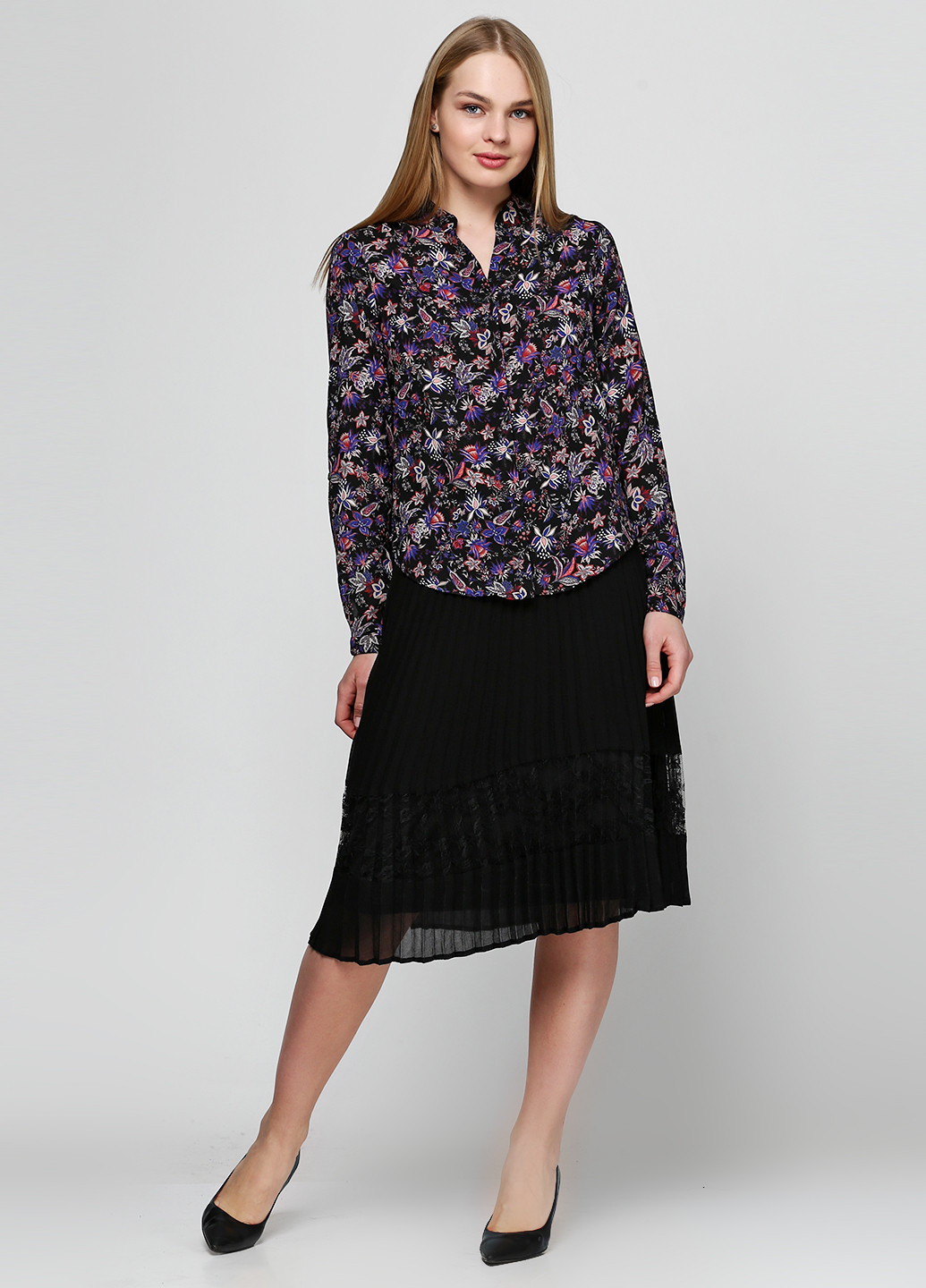 Черная кэжуал однотонная юбка Vila миди