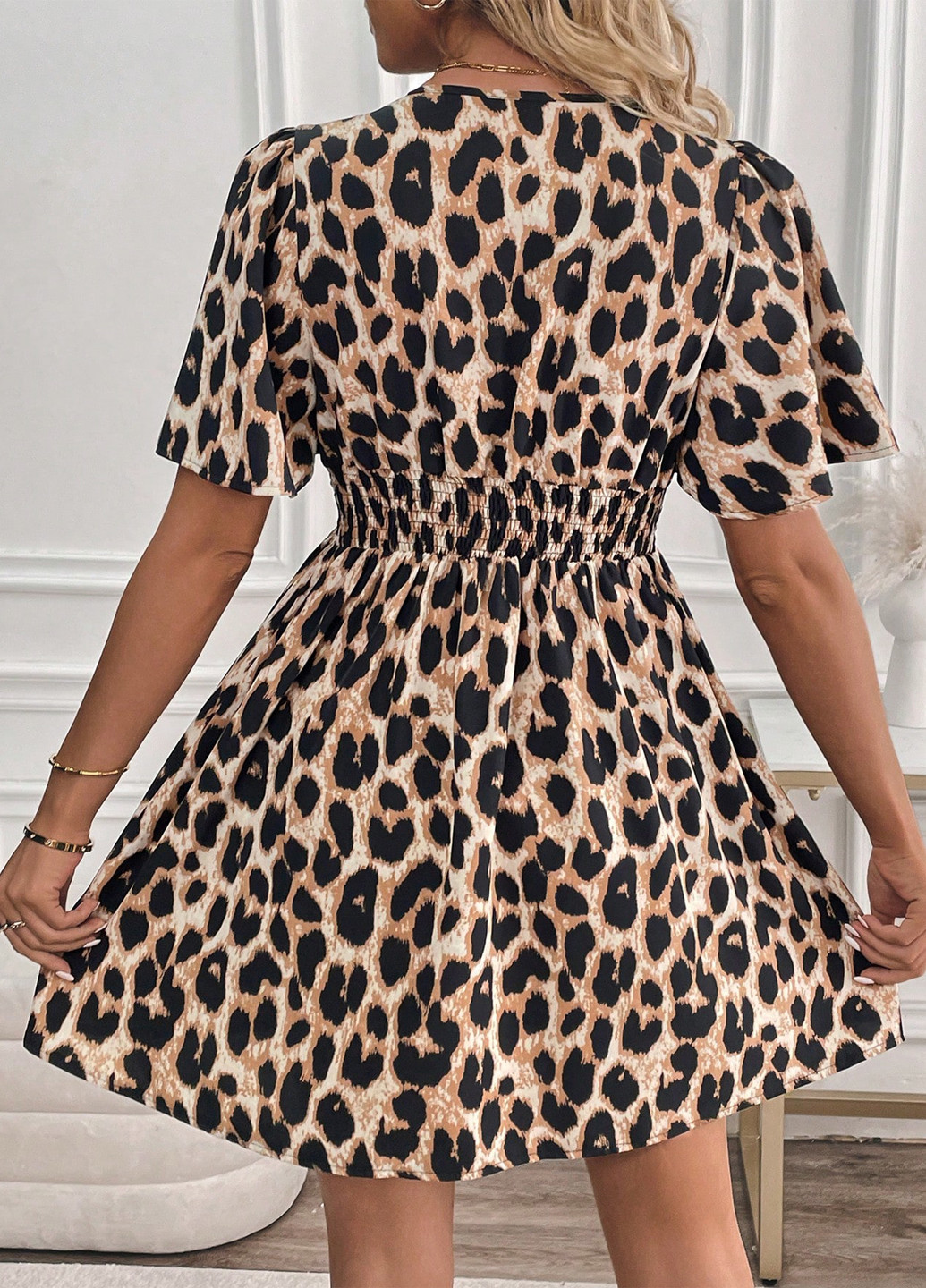 Комбінована кежуал сукня кльош SHEIN леопардовий