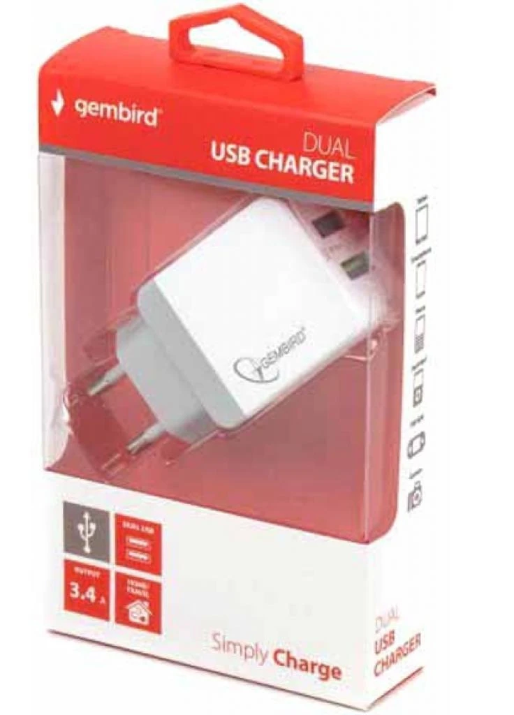 Зарядное устройство 2 USB (5V/3.4A) (MP3A-UC-AC10) Gembird (216637573)