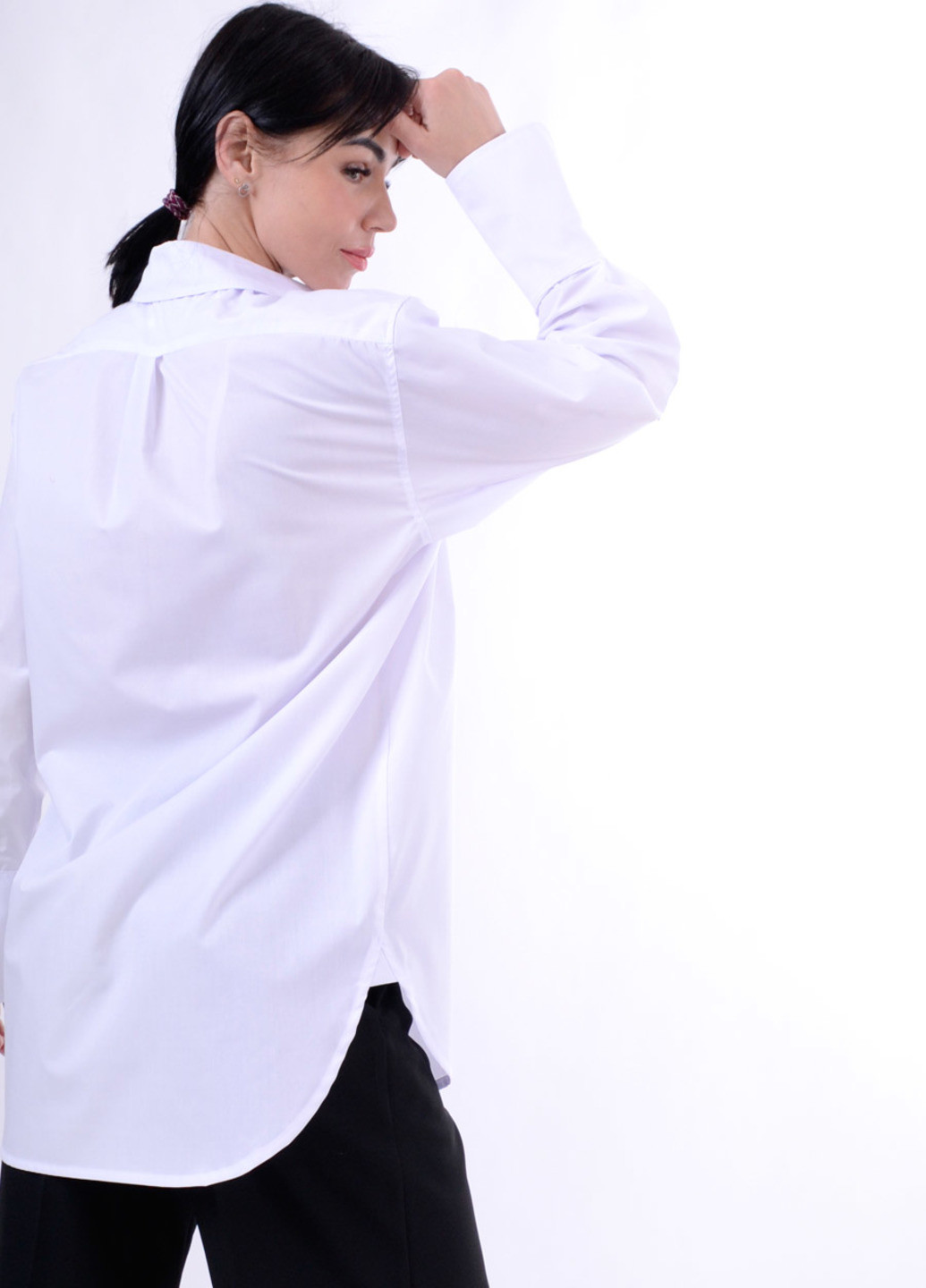 Белая кэжуал рубашка однотонная Luxik