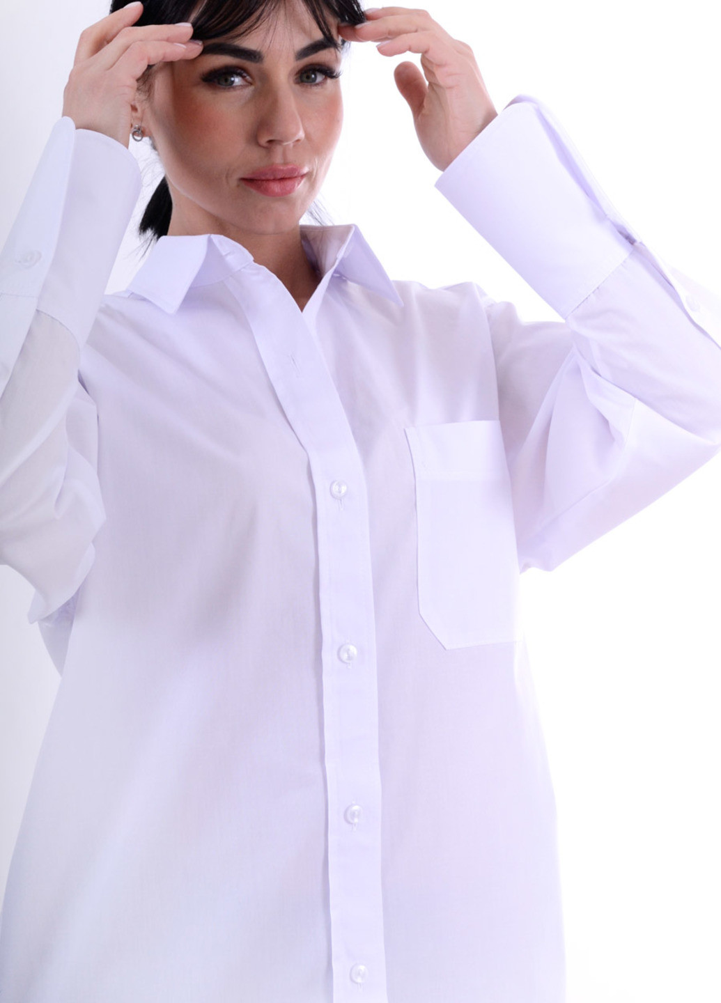 Подовжена сорочка оверсайз Luxik однотонна біла кежуал бавовна