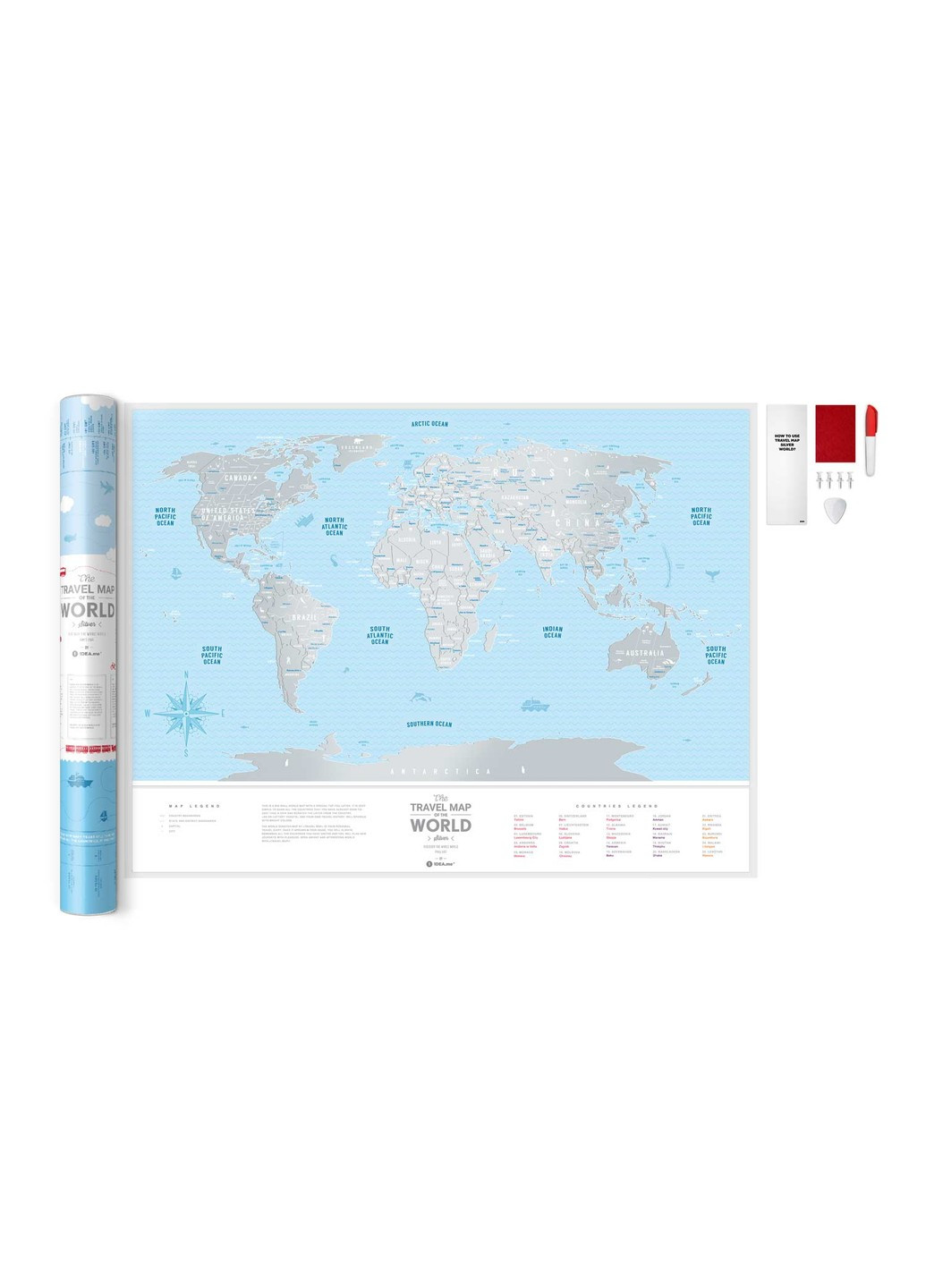 Скретч карта cвіту "Travel Map Silver World" (тубус) 1DEA.me (254288754)