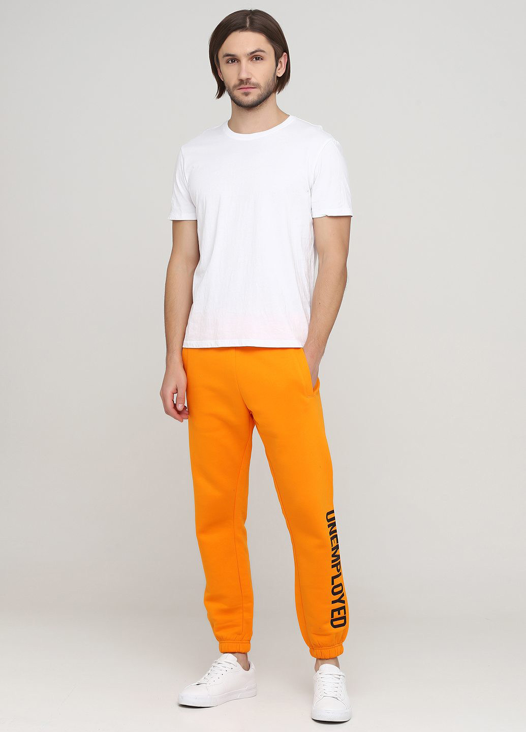 Оранжевые спортивные демисезонные джоггеры брюки H&M