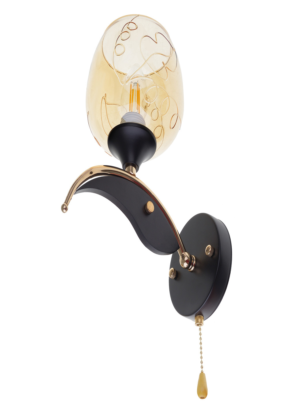 Бра настінне накладне з вимикачем на ланцюжку LK-703W/1 E27 BK+FG Brille (220133493)