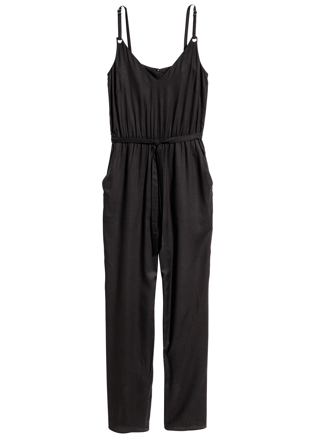 Комбинезон H&M комбинезон-брюки однотонный чёрный кэжуал вискоза