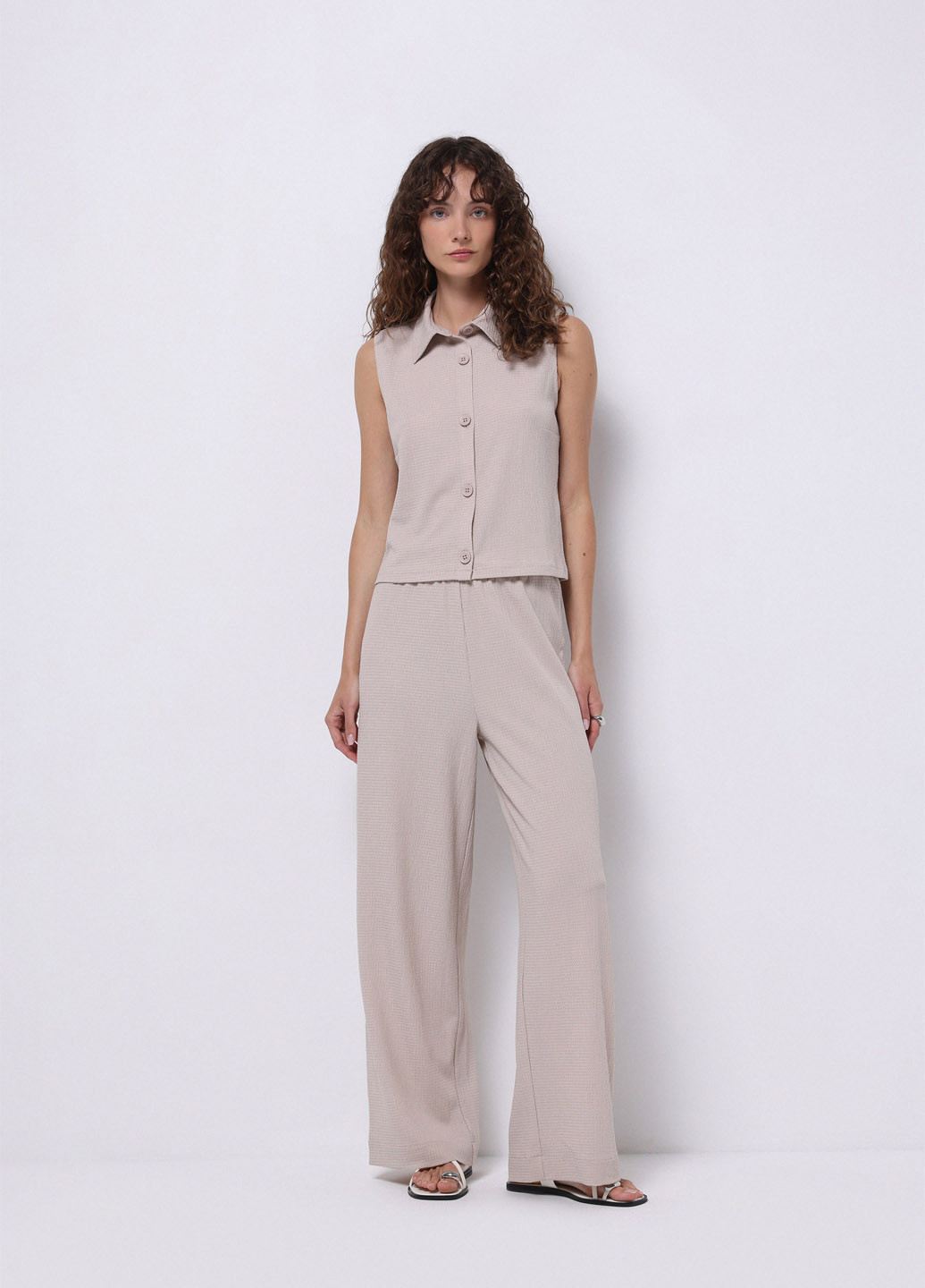 Бежевая кэжуал рубашка однотонная Colin's