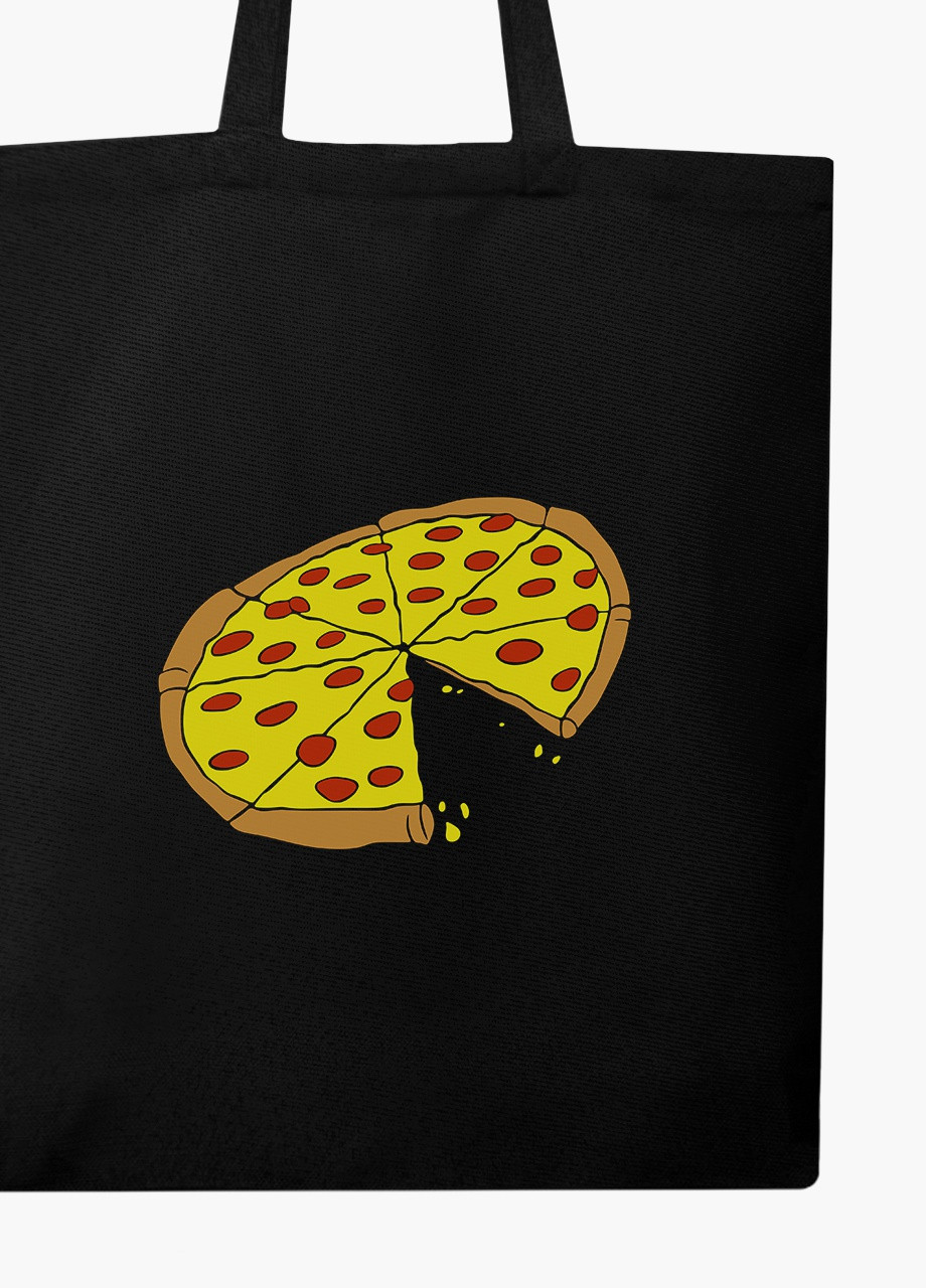 Еко сумка шоппер черная Пицца (Pizza) (9227-2078-BK) MobiPrint (236391131)