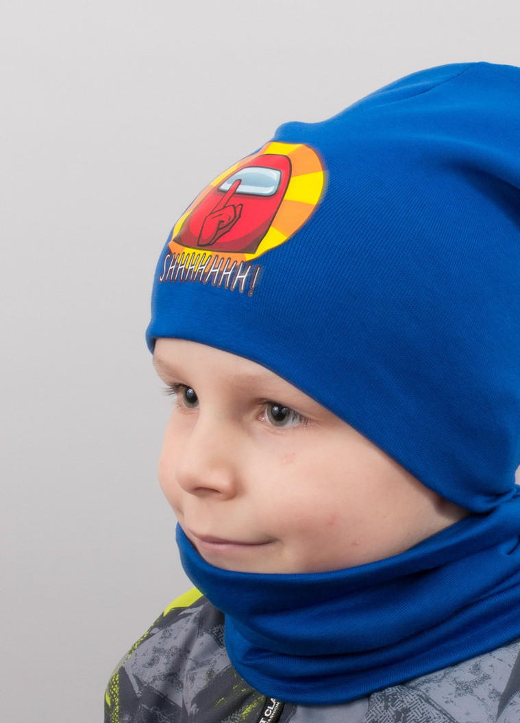 Дитяча шапка з хомутом КАНТА "SHHH" розмір 52-56 синій (OC-599) Канта (222439512)