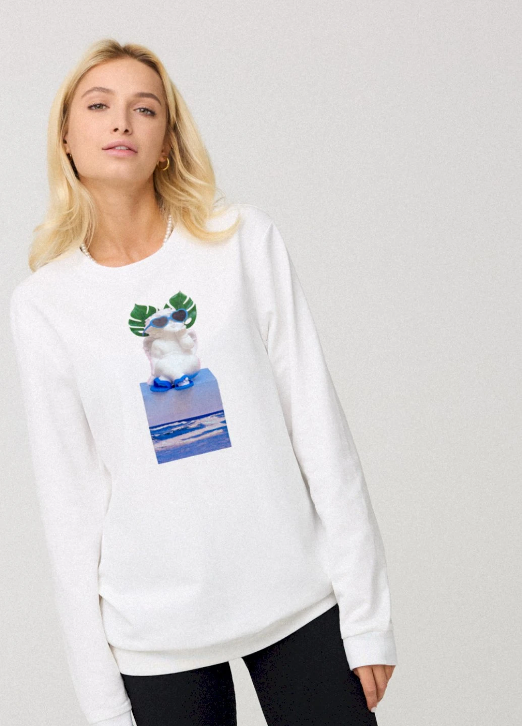 Белый світшот жіночий oversize /no flis/ YAPPI (254658730)
