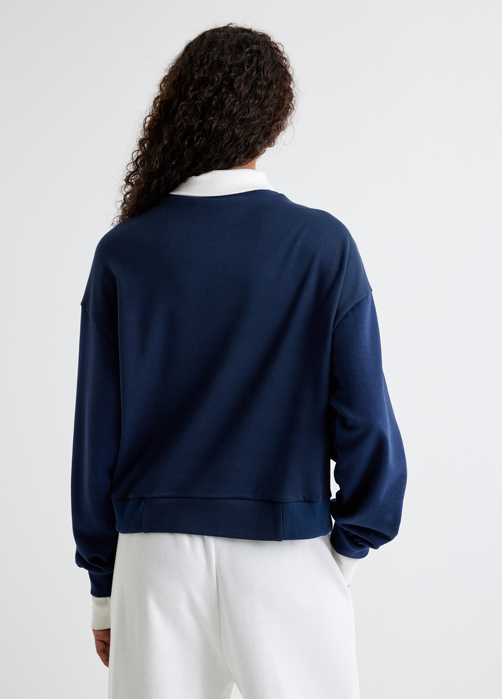 Темно-синий свитшот KOTON надпись без декора (307491853)